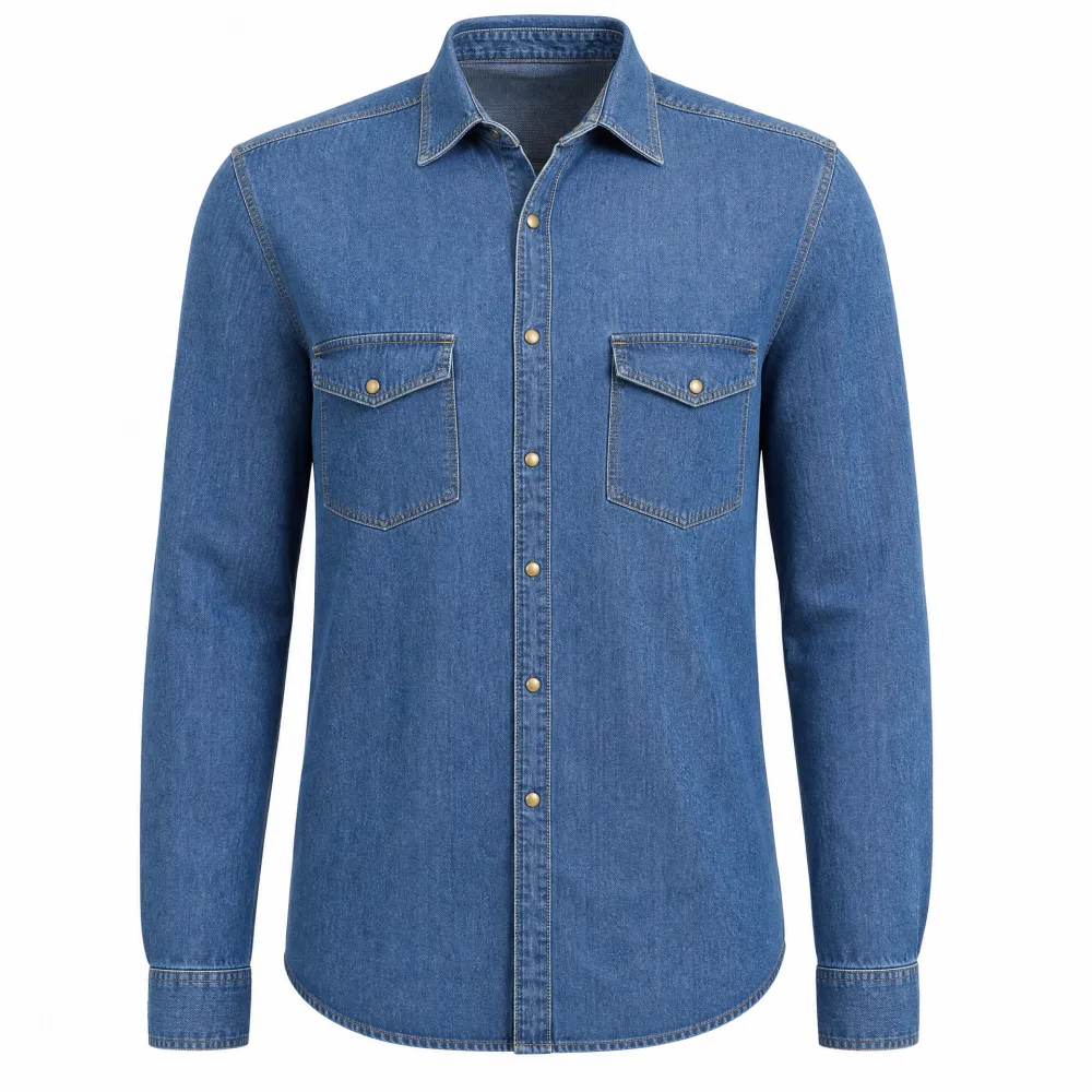 Camisa Jeans Manga Longa